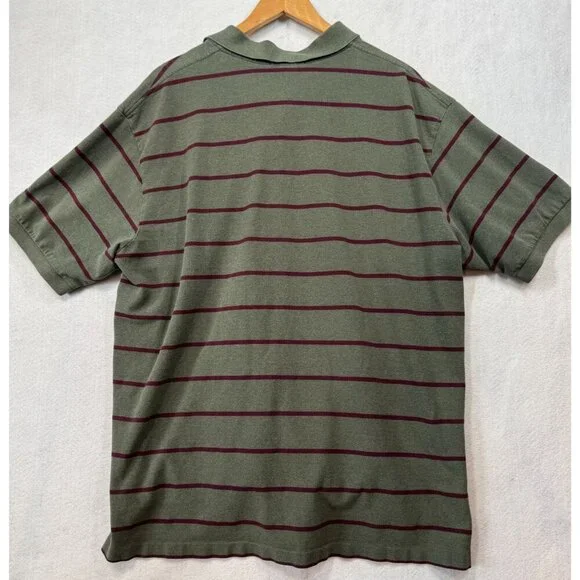 Polo by Ralph Lauren Short Sleeved Polo Shirt Olive Green Striped Men's 2XB Big - Picture 2 of 7